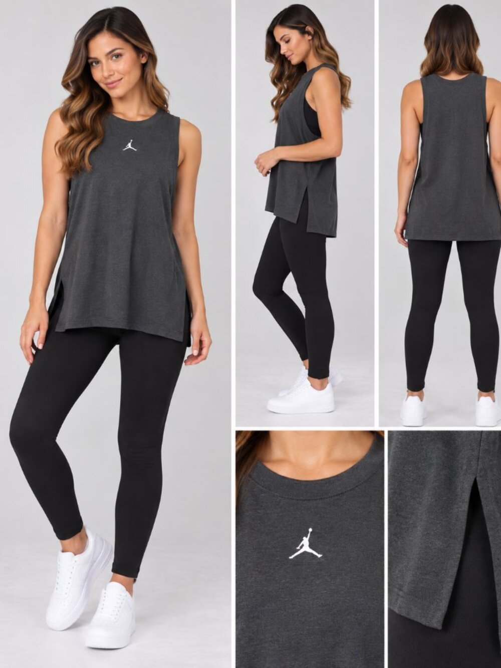 Jordan Women's Breathable Loose Fit Musclr Tank Top XS Black Crew Neck Logo